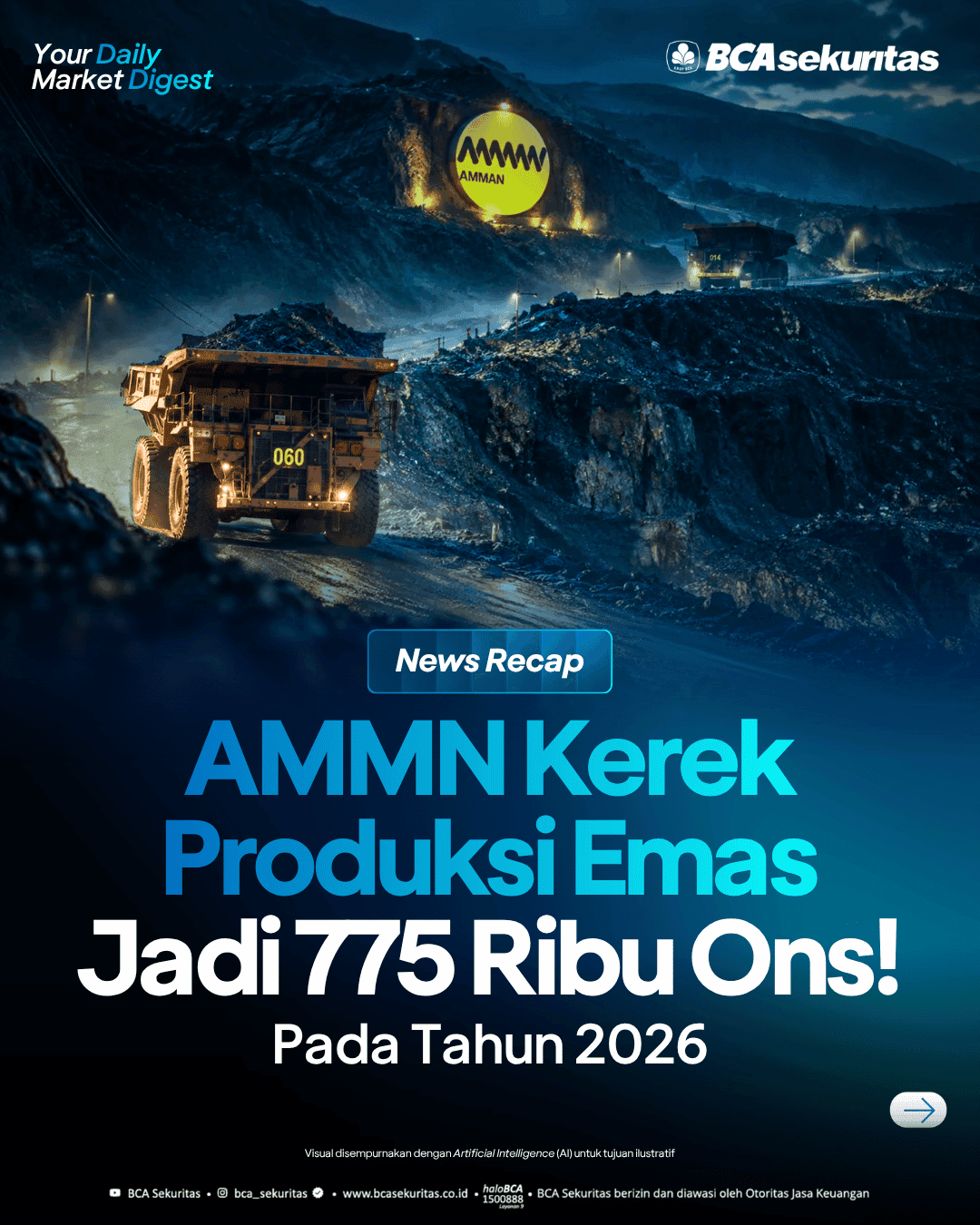 AMMN Kerek Produksi Emas Jadi 775 Ribu Ons Pada 2026